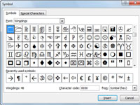 Kaip įterpti simbolius ir specialiuosius simbolius programoje „Excel 2010“.