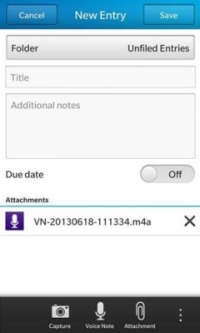 Optag en stemmenote på Evernote til BlackBerry-enheder