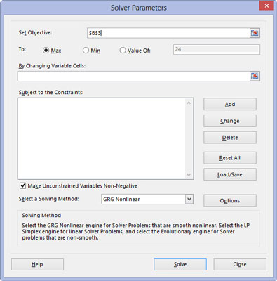 Configura i defineix problemes a la utilitat de complement del solucionador d'Excel