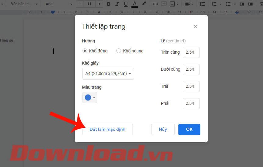 Leiðbeiningar um að breyta bakgrunnslit síðunnar í Google Docs