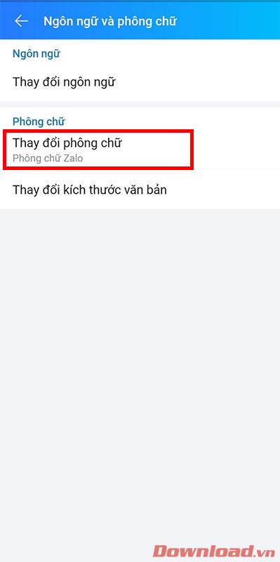 Instruktioner för att ändra teckensnitt och teckensnitt på Zalo