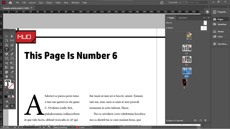 Hvordan legge til sidetall i Adobe InDesign