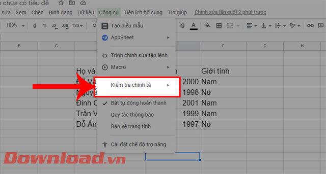 Leiðbeiningar um að athuga stafsetningarvillur á Google Sheets