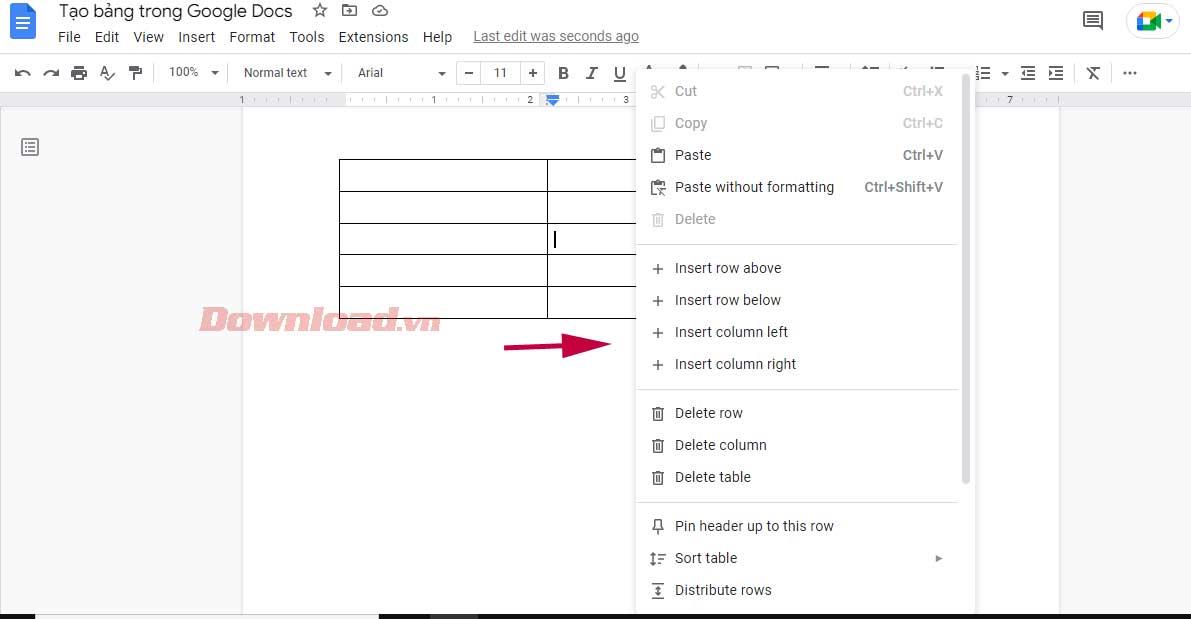 Com crear i editar taules a Google Docs