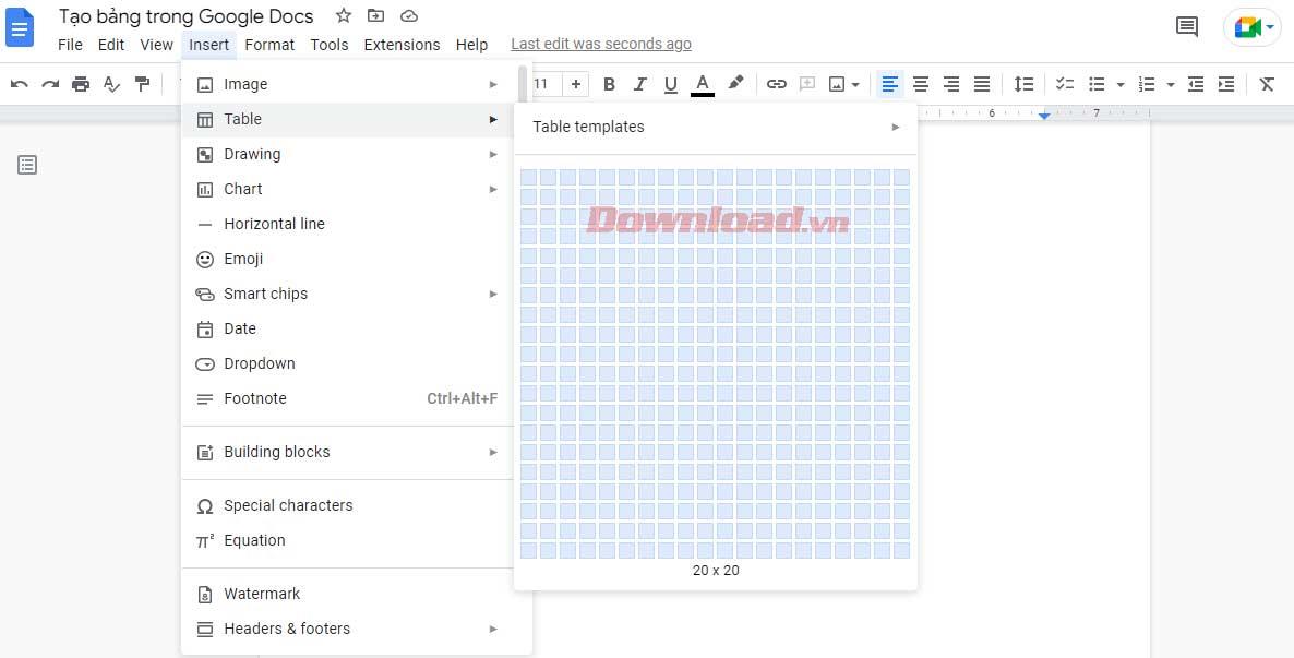 Com crear i editar taules a Google Docs