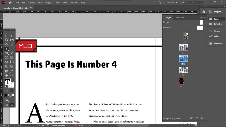 Hvordan legge til sidetall i Adobe InDesign