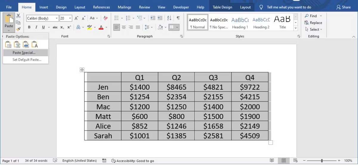 Hvordan konvertere tabeller til bilder i Microsoft Word