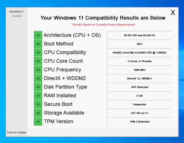 Kako preveriti, ali lahko vaš računalnik posodobi Windows 11 z WhyNotWin11