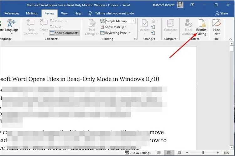 Kā neļaut Microsoft Word atvērt failus tikai lasīšanas režīmā operētājsistēmā Windows