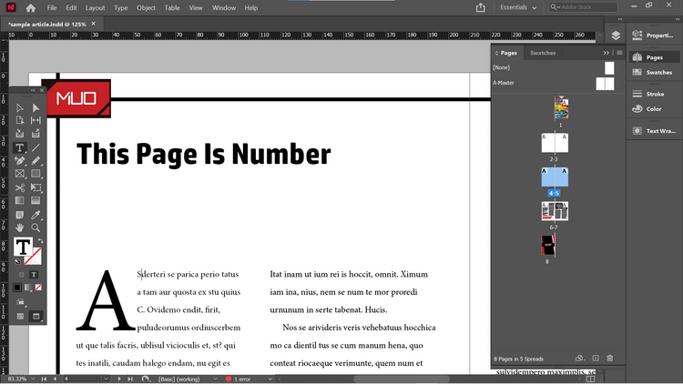 Hvordan legge til sidetall i Adobe InDesign