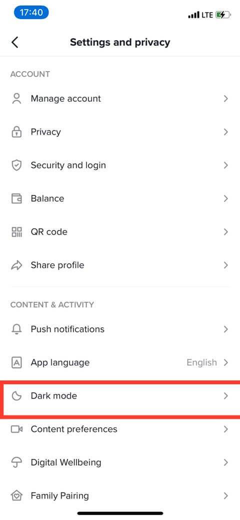 Как да активирате тъмен режим на TikTok