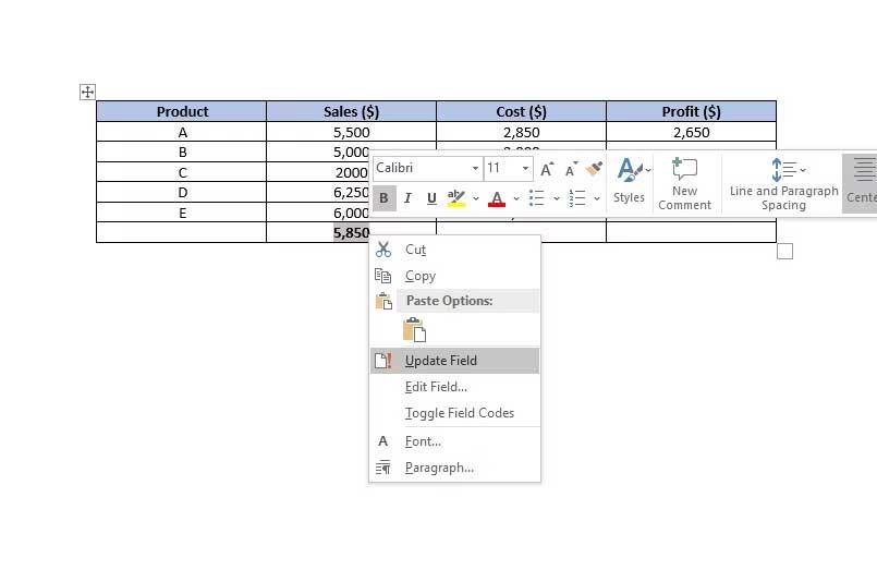 Hvernig á að nota Excel formúlur í Word