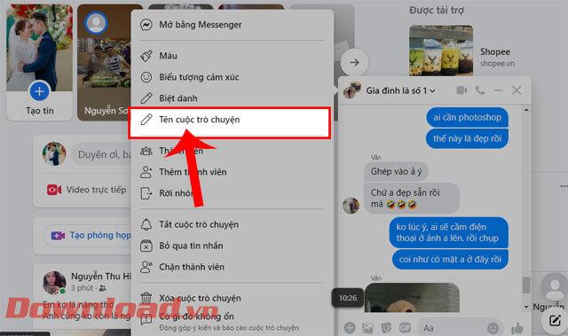 Instruccions per canviar el nom del grup de xat de Facebook Messenger