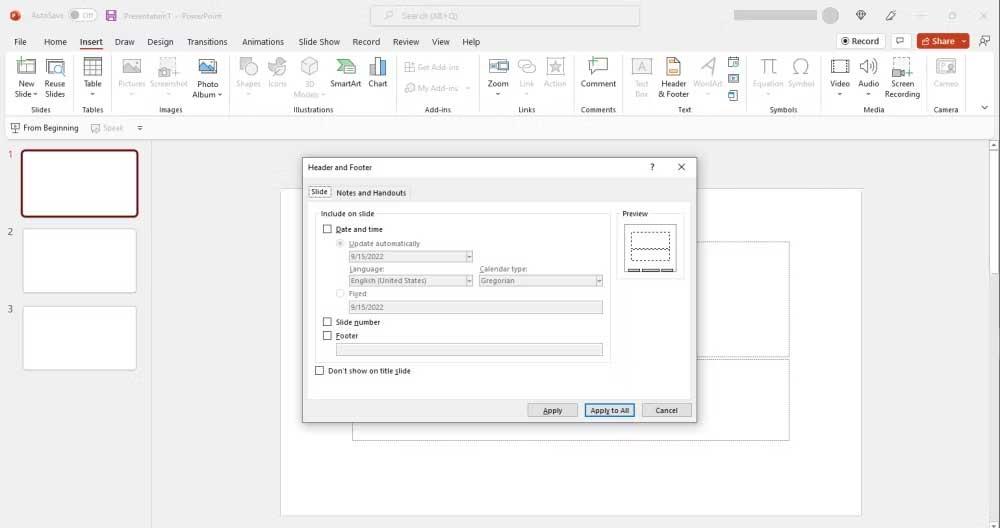 Kaip pridėti arba pašalinti skaidrių numerius programoje „PowerPoint“.