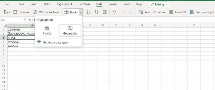 Sådan bruger du Geografi-funktionen i Microsoft Excel