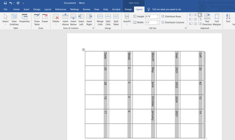 Hvordan rotere en tabell i Microsoft Word