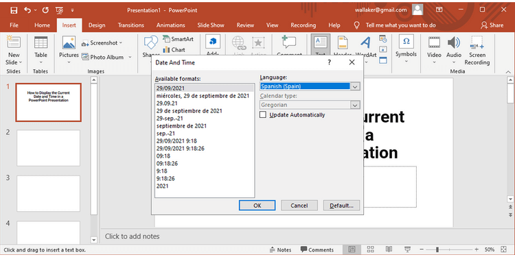 Hur man infogar datum och tid i PowerPoint