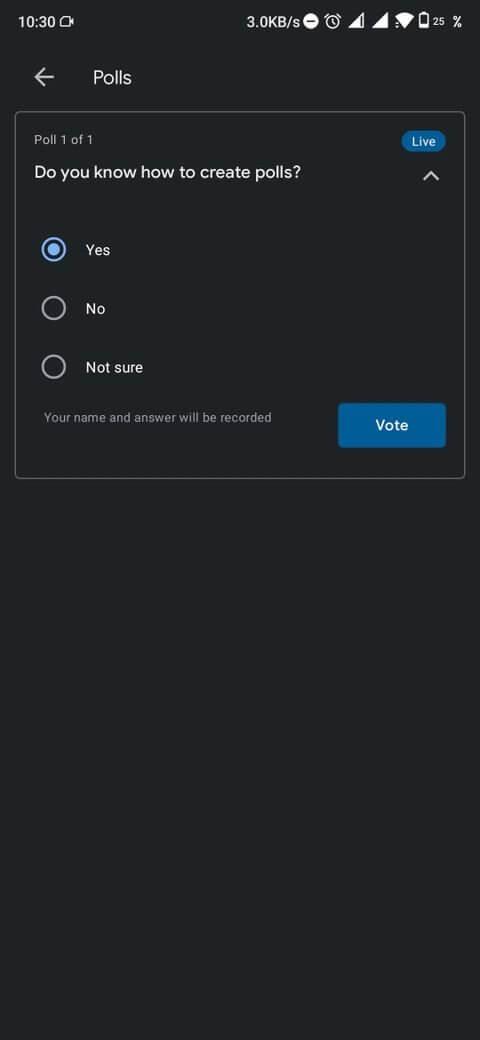 Kā izveidot balsojumu pakalpojumā Google Meet
