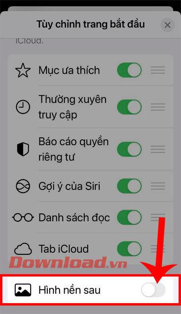 Instruktioner för att ställa in bakgrundsbilder för Safari på iOS 15