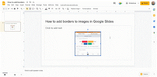 Hur man redigerar, beskär och lägger till kanter till foton i Google Slides