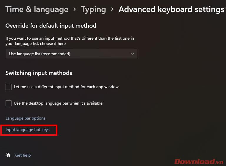 Instrukcijos, kaip įdiegti sparčiuosius klavišus, kad perjungtumėte įvesties kalbas sistemoje „Windows 11“.