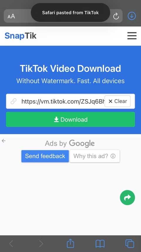 Corregiu l'error de no poder desar vídeos de TikTok