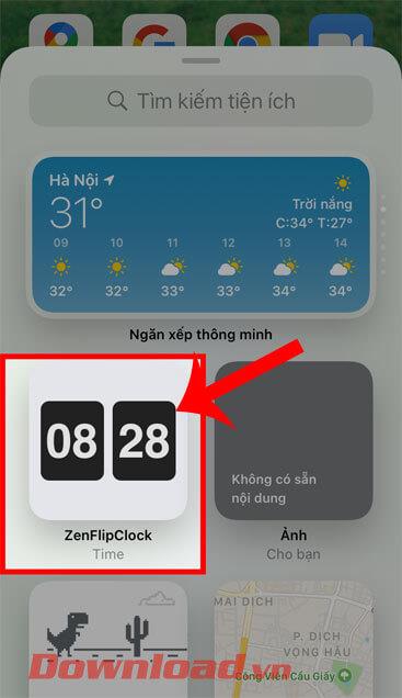 Instruktioner för att installera en flip-klocka för iPhone som visar kalendern