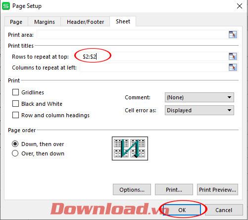 Pakartotinių pavadinimų spausdinimo programoje „Excel“ instrukcijos