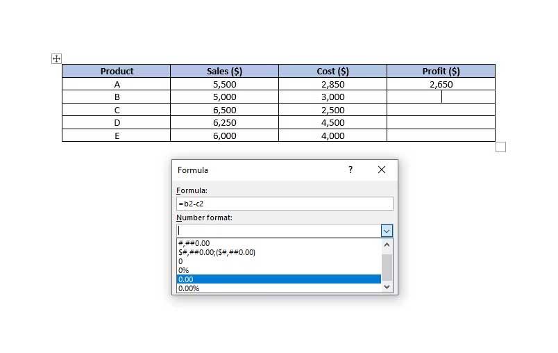 Hur man använder Excel-formler i Word