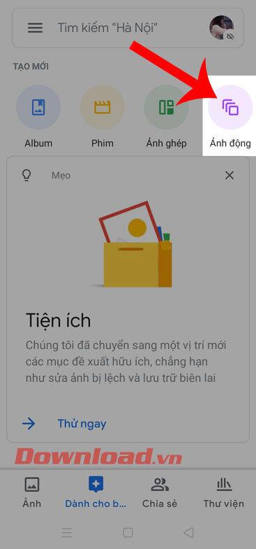 Hướng dẫn tạo ảnh động trên Google Photos