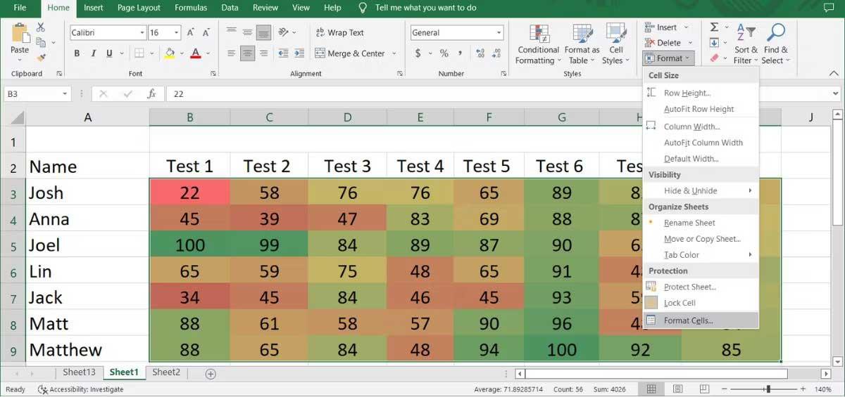 Sådan opretter du et varmekort i Excel