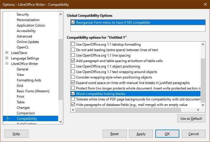Як налаштувати LibreOffice Writer для роботи як Microsoft Word