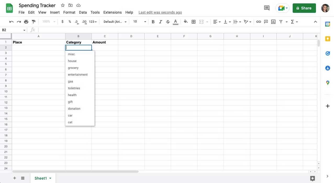 Com crear un seguiment de la despesa mensual a Google Sheets