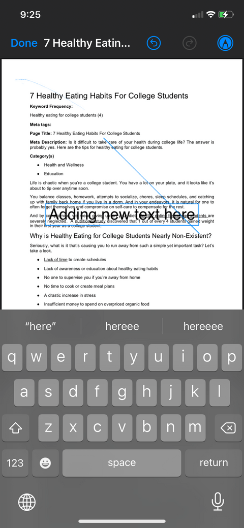 Com editar fitxers PDF a l'iPhone mitjançant l'aplicació Fitxers