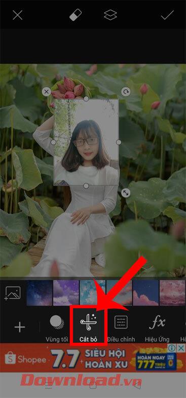 Instruccions per muntar una foto d'una noia de moda amb un lotus amb PicsArt