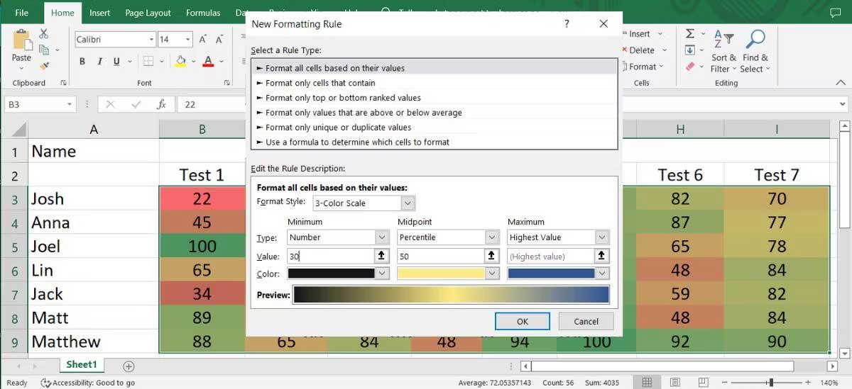 Hvernig á að búa til hitakort í Excel