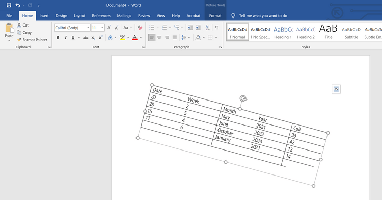 Hvernig á að snúa töflu í Microsoft Word