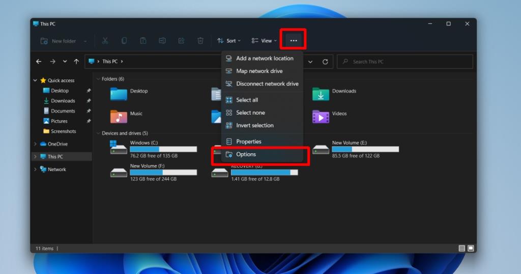 Hur man öppnar mappalternativ i Windows 11