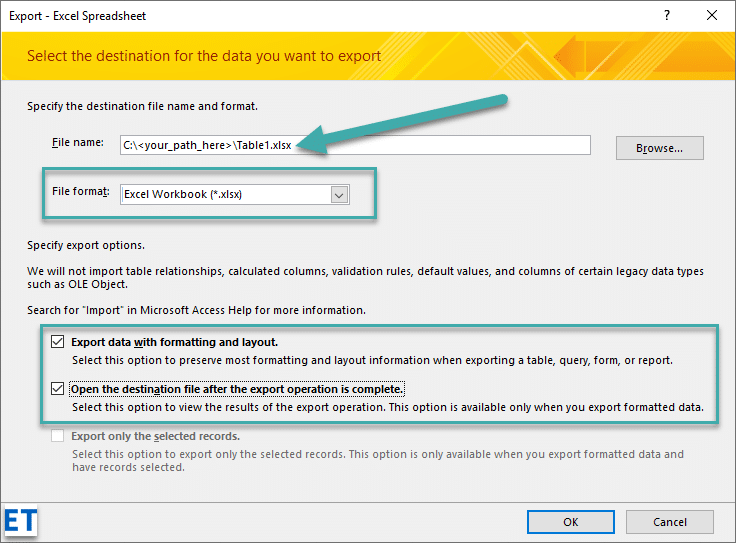 Jak exportovat data z tabulek Microsoft Access do .CSV, xlsx a textových formátů?