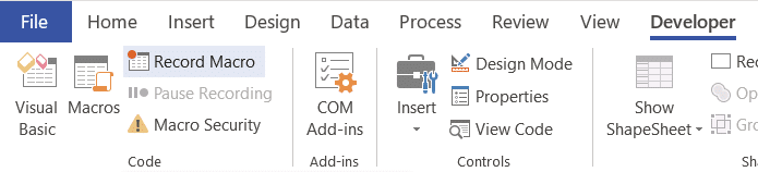 Kako narediti makro v Microsoft Visio?