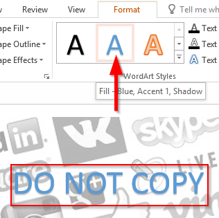 Kaip įterpti vandens ženklus „Office 2016“ / „2019“ „Excel“ skaičiuoklėse ir „PowerPoint“ pristatymuose?