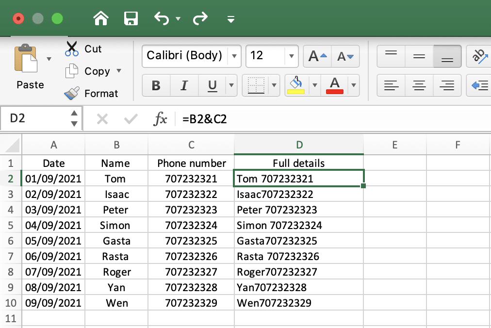 Kako kombinirati više stupaca proračunske tablice Excel 365 / 2021 u jedan stupac?