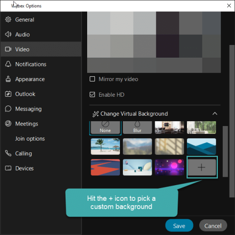 Як змінити фон відеосесії Webex?