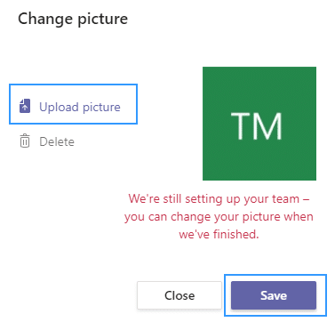 Microsoft Teams: ei saa muuta oma meeskonna ja kanali vaikepilti.