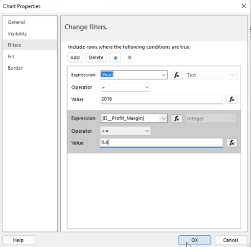 Hur man sorterar och filtrerar diagram i Report Builder