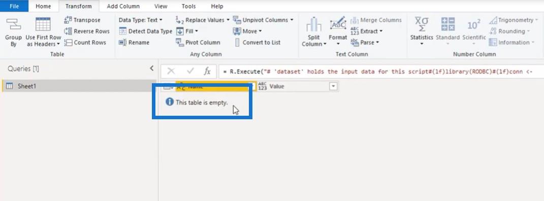 Opret LuckyTemplates-rapport til SQL Server ved hjælp af R-script