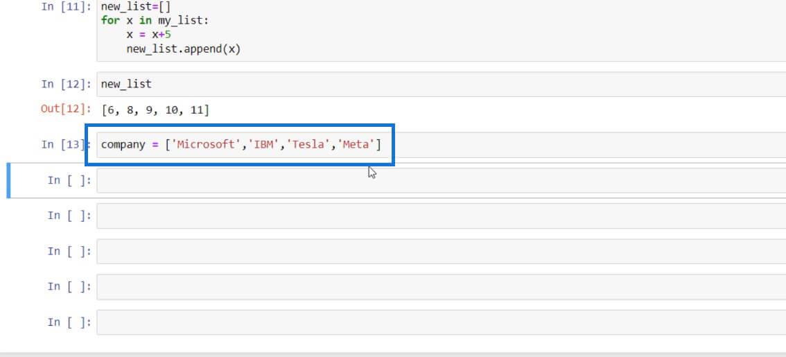 Python List és For Loop LuckyTemplatesben