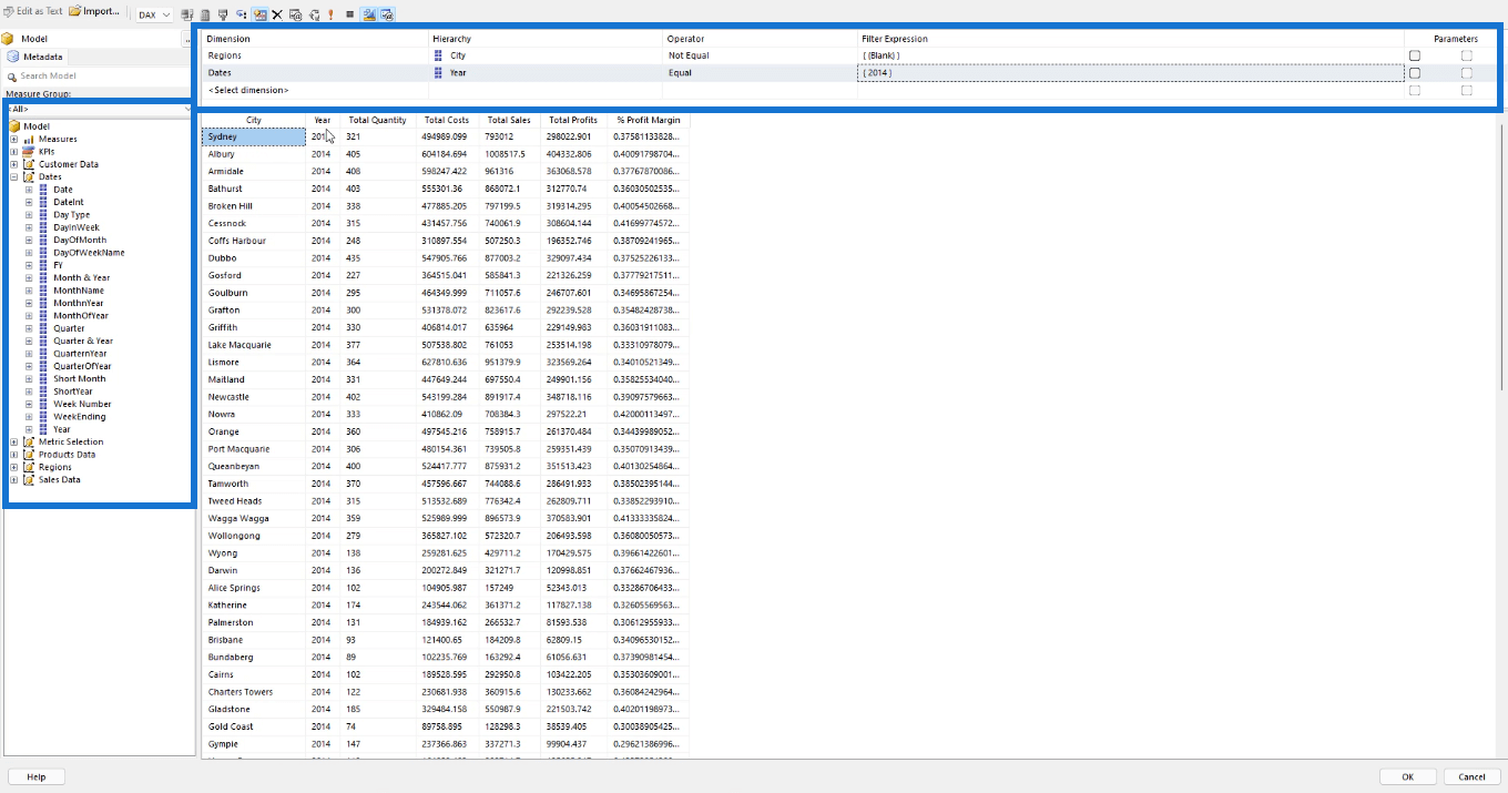 Selvstudium til Report Builder: Sorter og filtrer data i sideinddelte rapporter