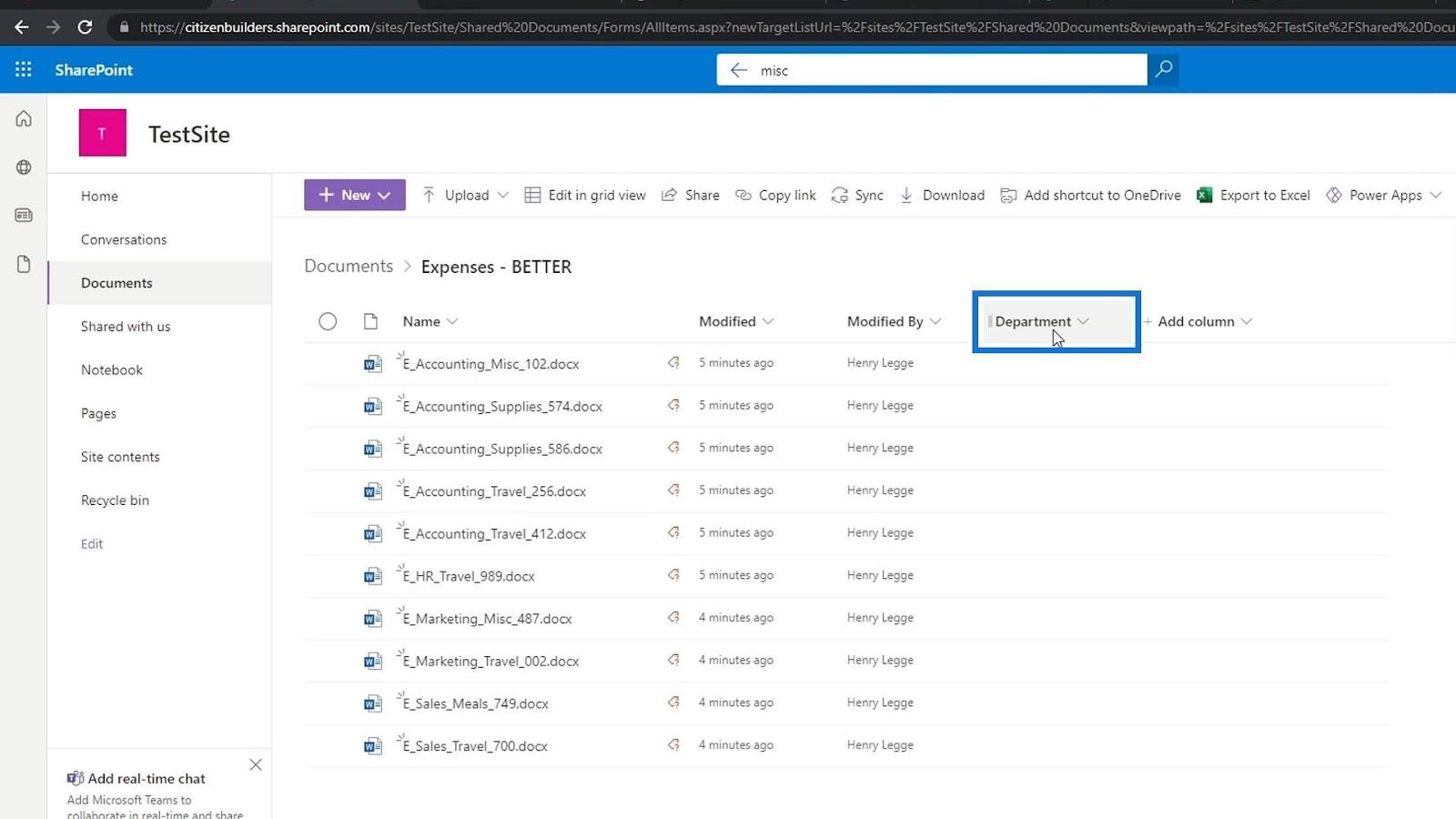 Tilføjelse af metadata i SharePoint ved hjælp af kolonner