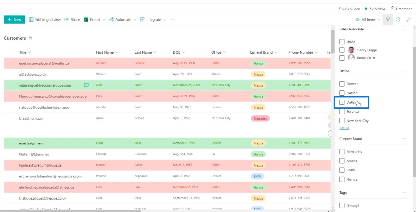 SharePoint List Formatering Walkthrough